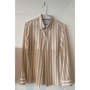 J Crew linen lightweight button stripes khaki